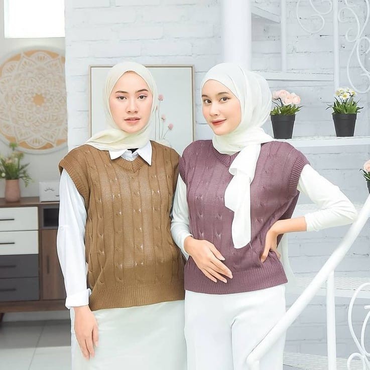Vest Wanita Rajut Cable / Rompi Cable Knit / Rompi Wanita Rajut / Vest Rajut Wanita Knit