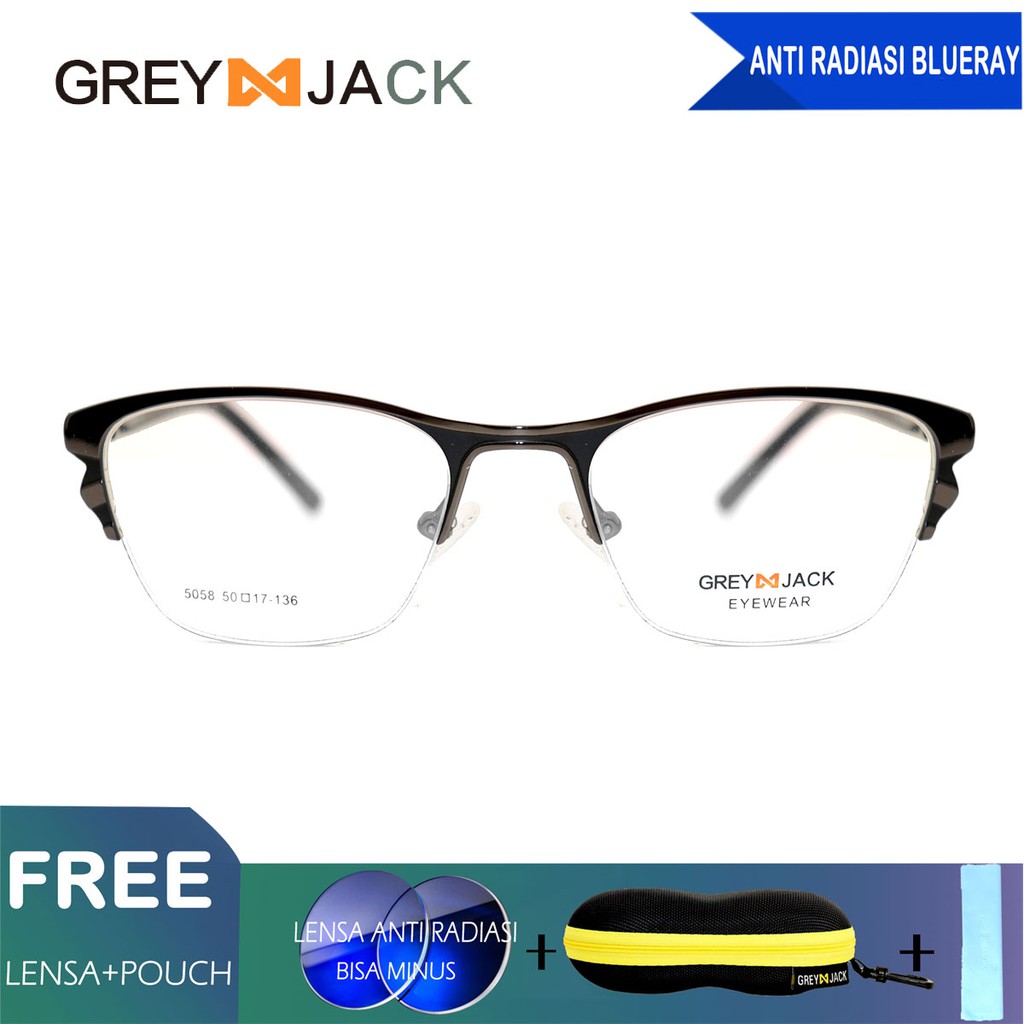 

Grey Jack Frame Kacamata Titanium Metal Fashion Free Lensa anti radiasi Blue Ray 5058