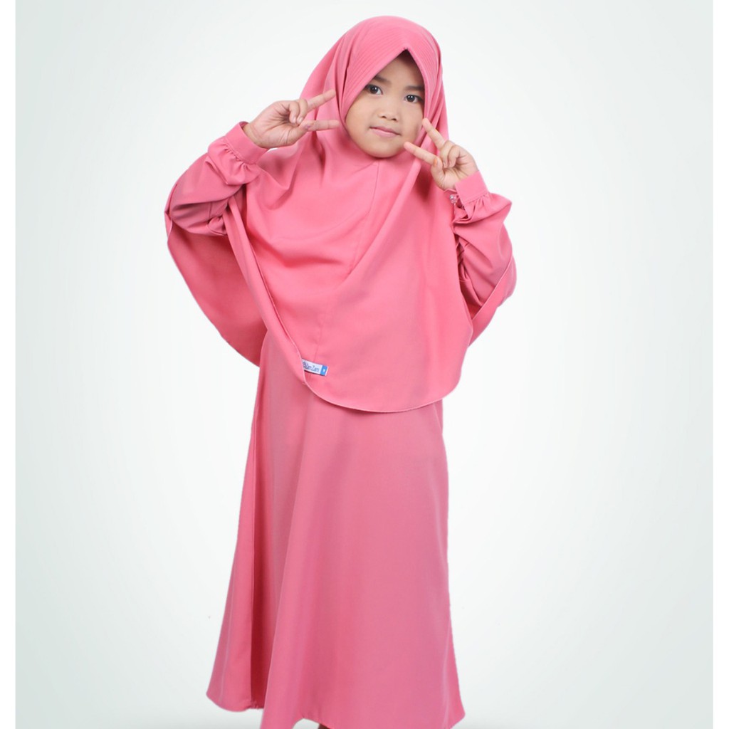 Salim Moslem Gamis Anak Syari Set Kerudung Besar Usia 1-10 Th Hitam-Navy-Ccoklat-Maroon-Pink-Putih