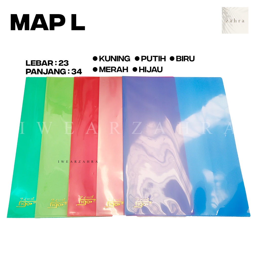 MAP L F4 FIGO 1 PC -  Map Dokumen Model L Transparan High Quality Perlengkapan Kantor Alat Tulis Anak Sekolah