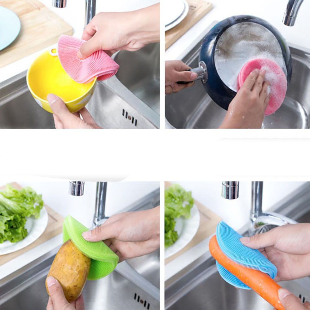 Spons Cuci Piring Silikon Dish Washing Sponge Brush