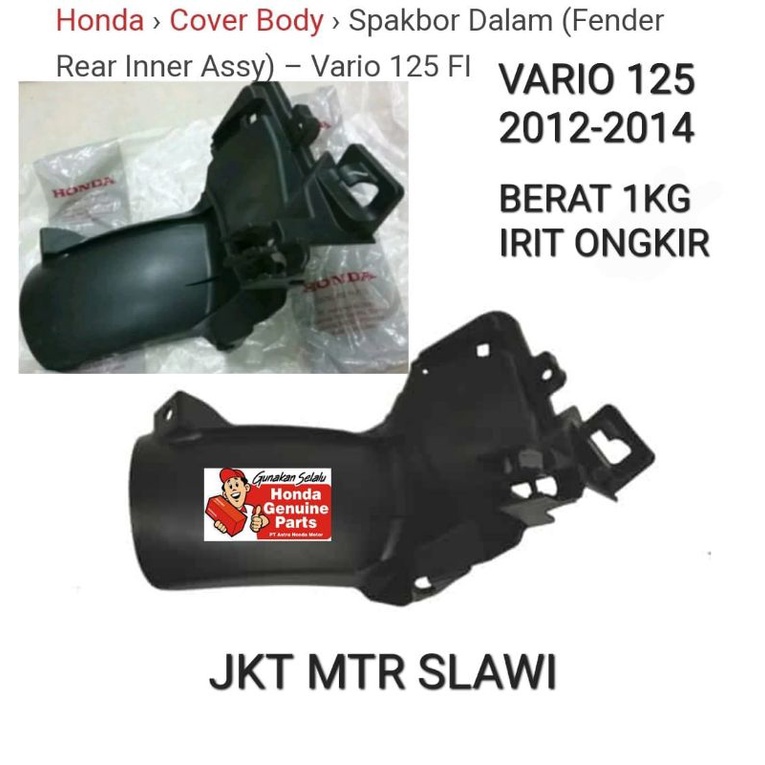 80106-KZR-600 Spakbor slebor kolong atas ban fender rr fender rear dinner vario 125 old 2012-2014 kode kzr ori Honda