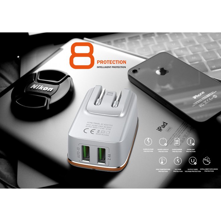 LDNIO A2204 HOME CHARGER TRAVEL 2 PORT TERMURAH USB ORIGINAL FAST CHARGING