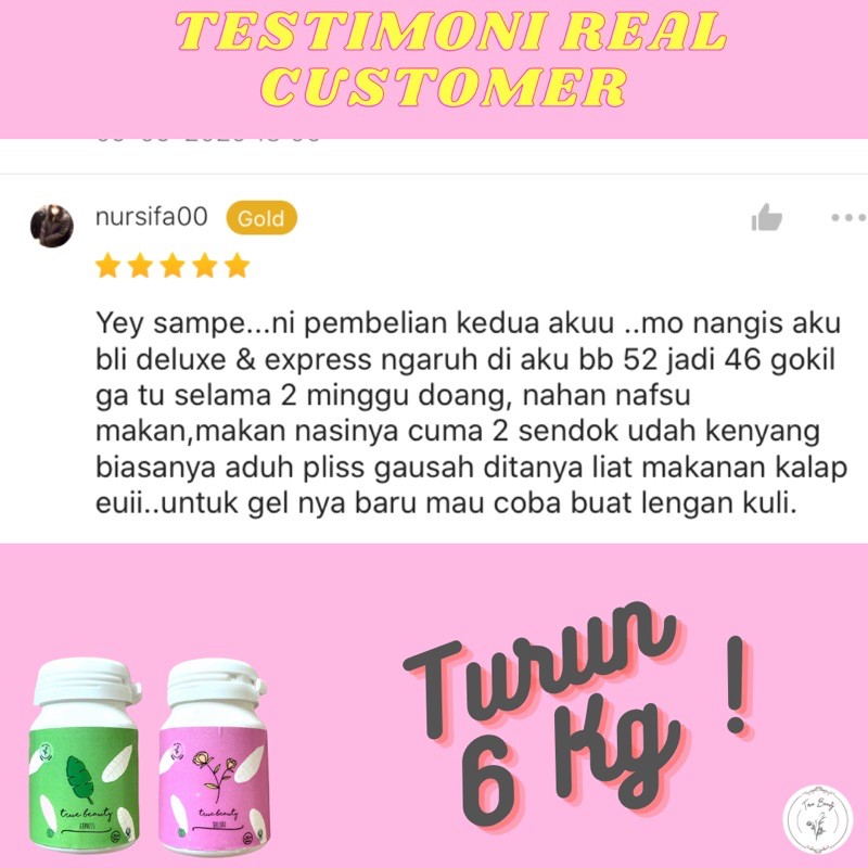 PAKET DIET Truebeautyslim OBAT DIET PELANGSING ALAMI  Ampuh Mengecilkan Perut Buncit ( ISI 2 Kapsul diet Pagi dan Malam ) Paket BEST SELLER - FREE MINI GOLD