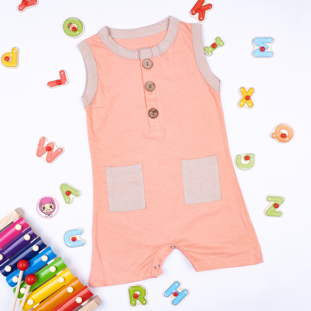 Lullaby Pocket Jumper Bayi 0-2 Tahun | Pocket Button Playsuit Romper Bodysuit Baju anak-4