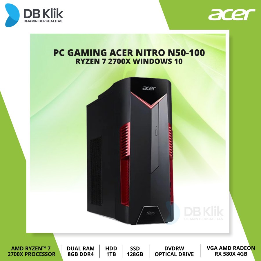 PC Gaming Acer Nitro N50-100 Ryzen 7 2700X 16G 128GB 1TB | RX580X WIN10