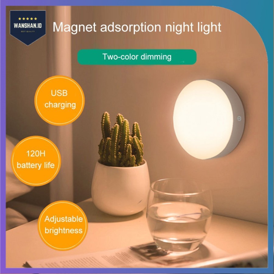 [WS] Touching LED Night Light USB Charging Stepless Dimming Magnetic /Lampu Tidur (MQ888)