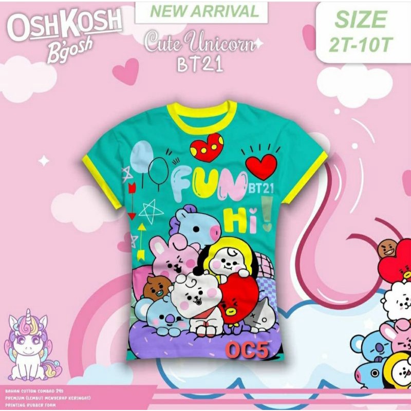 Baju anak kaos cewek unicorn/bts/bt21 2-10th