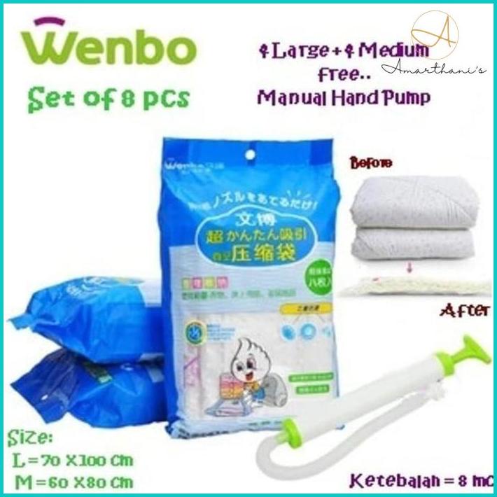 Ac - Wenbo Vacuum Bag Set 8 Vacum Bag Vakum Plastik Kantong Penyimpan Pakai