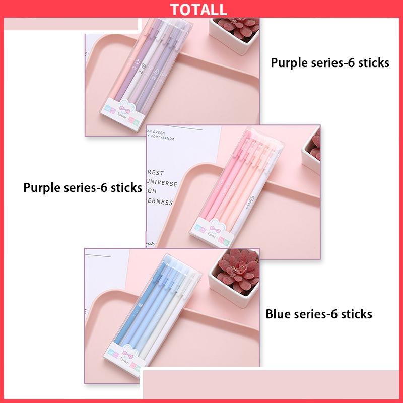 COD 6 Buah/Set Tanda Tangan Pena Sederhana Siswa Penel Pulpen Morandi Warna Siswa Tanda Tangan Pena Sekolah Kantor Pasokan Alat Tulis-Totall