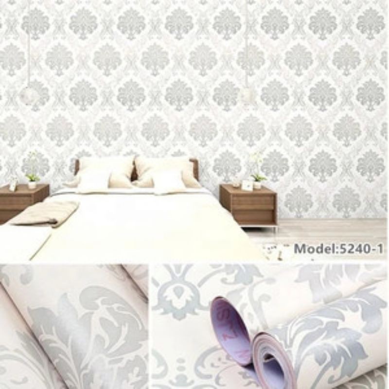 wallpaper sticker dinding batik silver