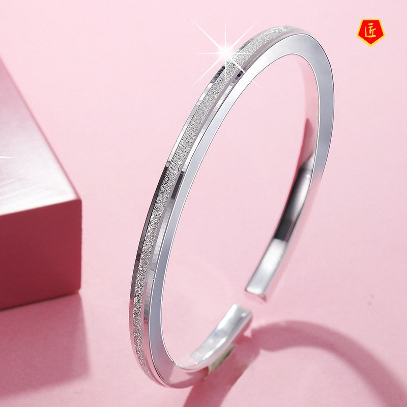 [Ready Stock]Women's Fashion Simple Frosted Square Open Bracelet