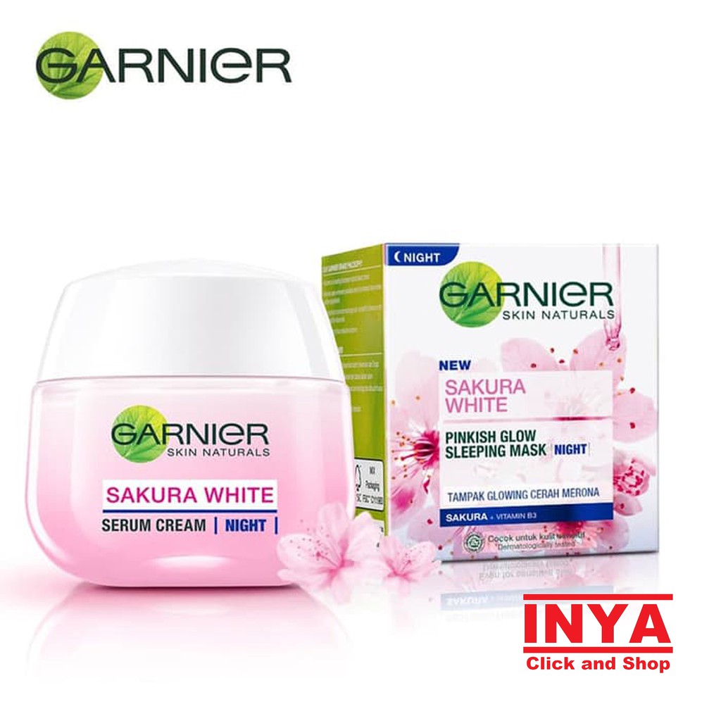 GARNIER SAKURA WHITE NIGHT CREAM 50ml - Pelembab Wajah