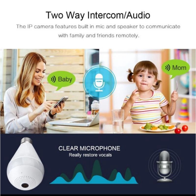 kamera CCTV lampu panorama Fish Eye 360