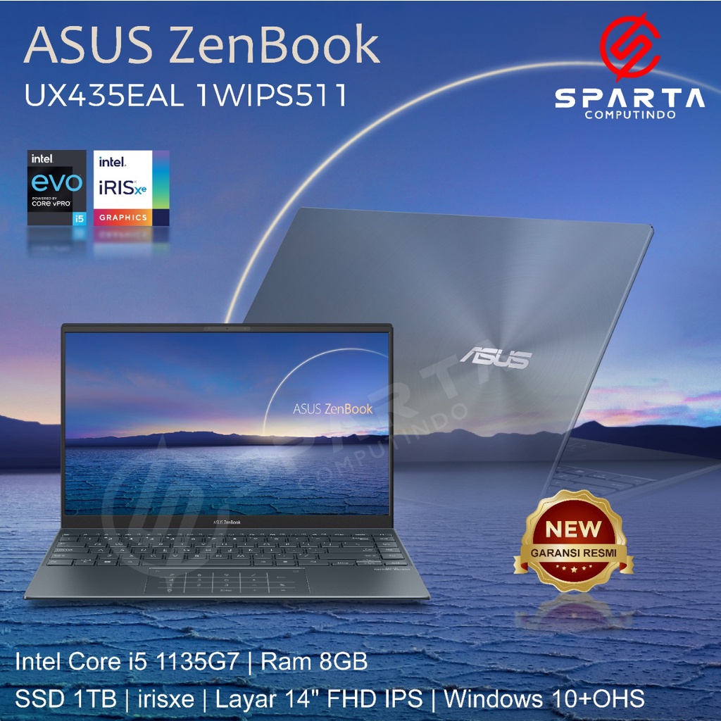 Laptop Asus ZenBook UX435EAL-1WIPS511 /Core i5-1135G7/8GB/1TB SSD/14″/Win 10 Home+OHS 2019