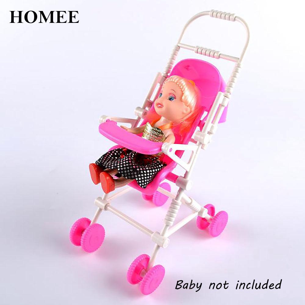 Homee Miniatur  Stroller Bayi Warna  Pink  Untuk Aksesoris 