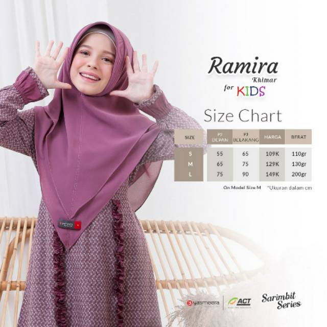 Khimar Anak Ramira by Yasmeera Khimar Instan Bahan Ceruti Babydoll Armani Jatuh dan Ringan Warna (Du