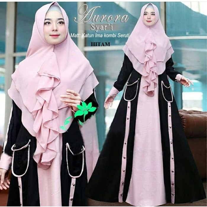 BAJU GAMIS SYARI SYARII MUSLIM MEWAH AURORA HITAM / GAMIS SYARII PESTA / GAMIS KONDANGAN