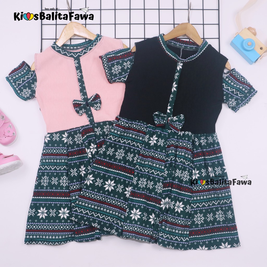 (NATAL) Dress Sabrina uk 4-7 tahun -  Dres Baju Gaun Anak Perempuan Harian Pesta Kids Adem Murah