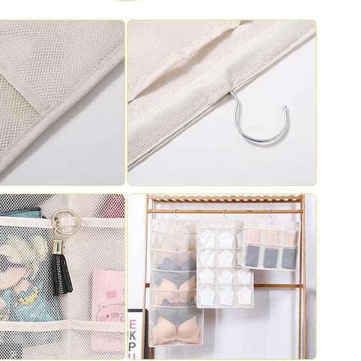 ☀ GH-224 Gantungan Pakaian Dalam Dua Sisi Serbaguna Untuk Underware Kaos - Abu-abu, 15 kotak ♪