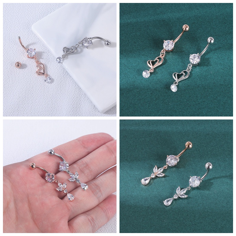 1pc Anting Tindik Perutpusar Stainless Steel Model Kupukupubintang Hias Batu Opal Untuk Wanita