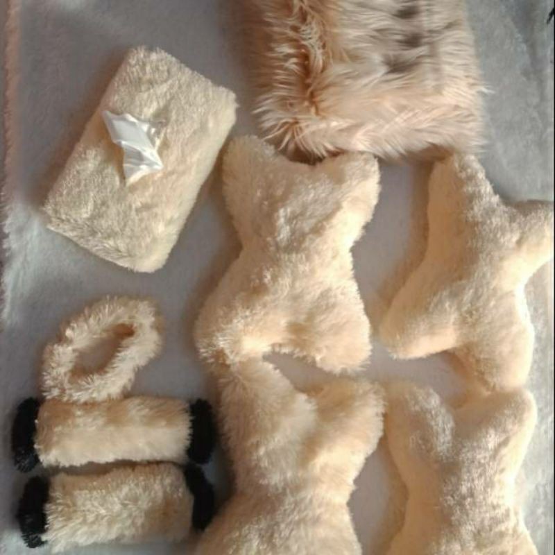 paket alas bulu dashboard import mobil interior mobil set 7 in 1