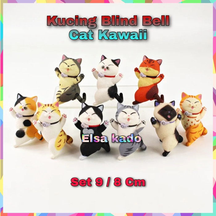 Figure Kucing Mini Kawaii Miniatur Cat Blind Bell Cartoon Japan 