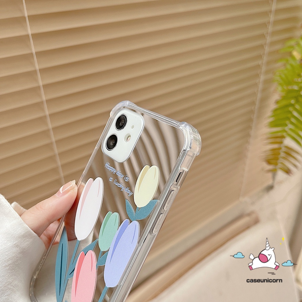 Casing iPhone 7plus 11 13 12 Pro MAX 7 8 Plus X XR XS MAX SE 2020 Shockproof Motif Bunga Tulip