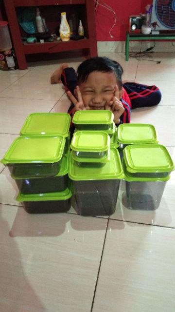 Calista Otaru Smoke Isi 14 Pcs (7 Set) / Toples Plastik / Tempat Makanan / Container / Warna Hijau