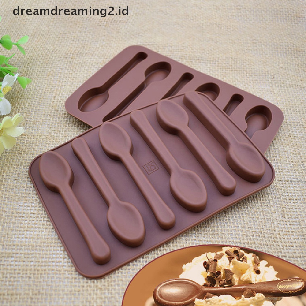 (LIKE) Cetakan Sabun / Cokelat 3D Bentuk Sendok 6 Lubang Bahan Silikon