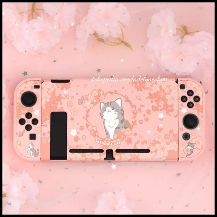 Geekshare Hard Case Pink Sakura Cat For Nitendo Switch