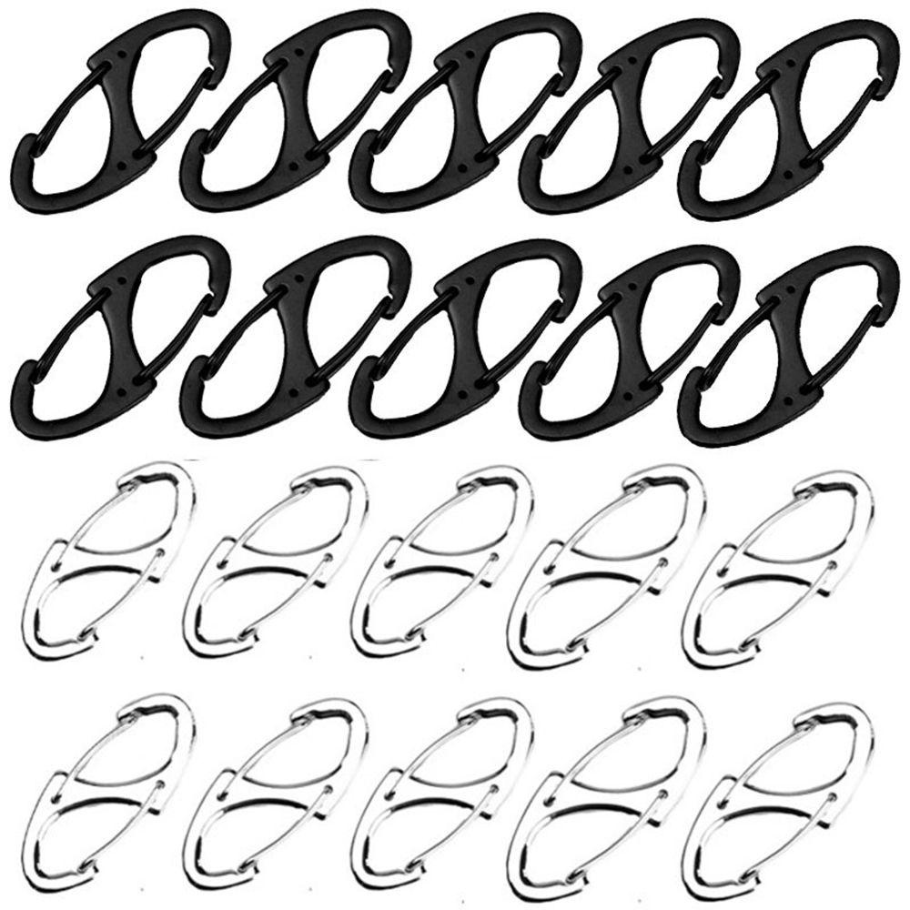 Suyo 1per2 /3 /5 /10pcs Carabiner Metal 8bentuk Camping Hiking Outdoor EDC Alat Gantungan Kunci Ring