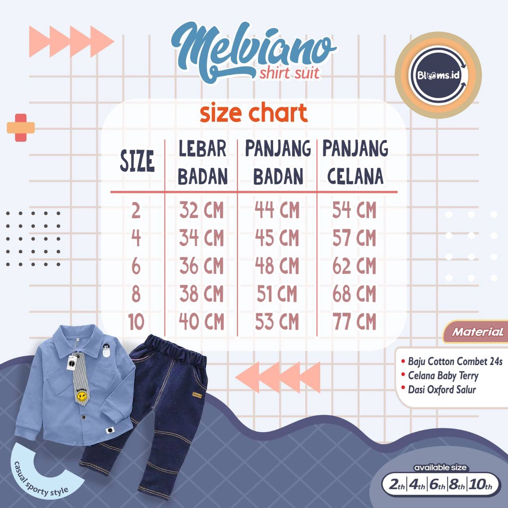 Setelan anak Melviano Set Shirt suit By Blooms.id