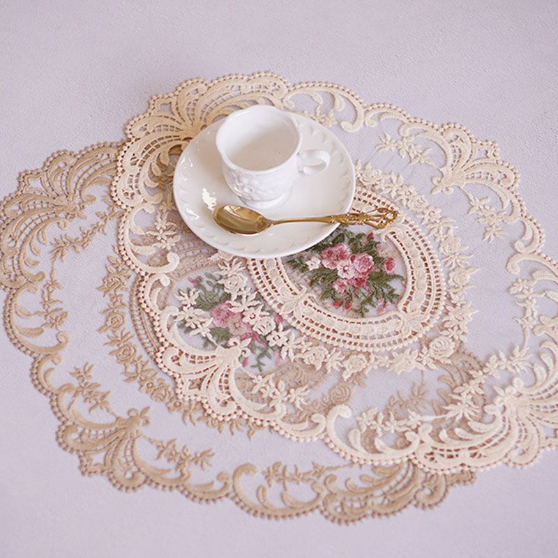 Taplak Meja Makan Bordir Renda Retro Lace Placemat Table Mat Lace