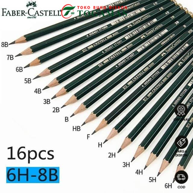 

ORIGINAL!! PENSIL CASTELL 9000- 2B,2H,3B,3H,4B,4H,5B,5H.6B,6H,7B,8B,F,B,HB FABER CASTELL