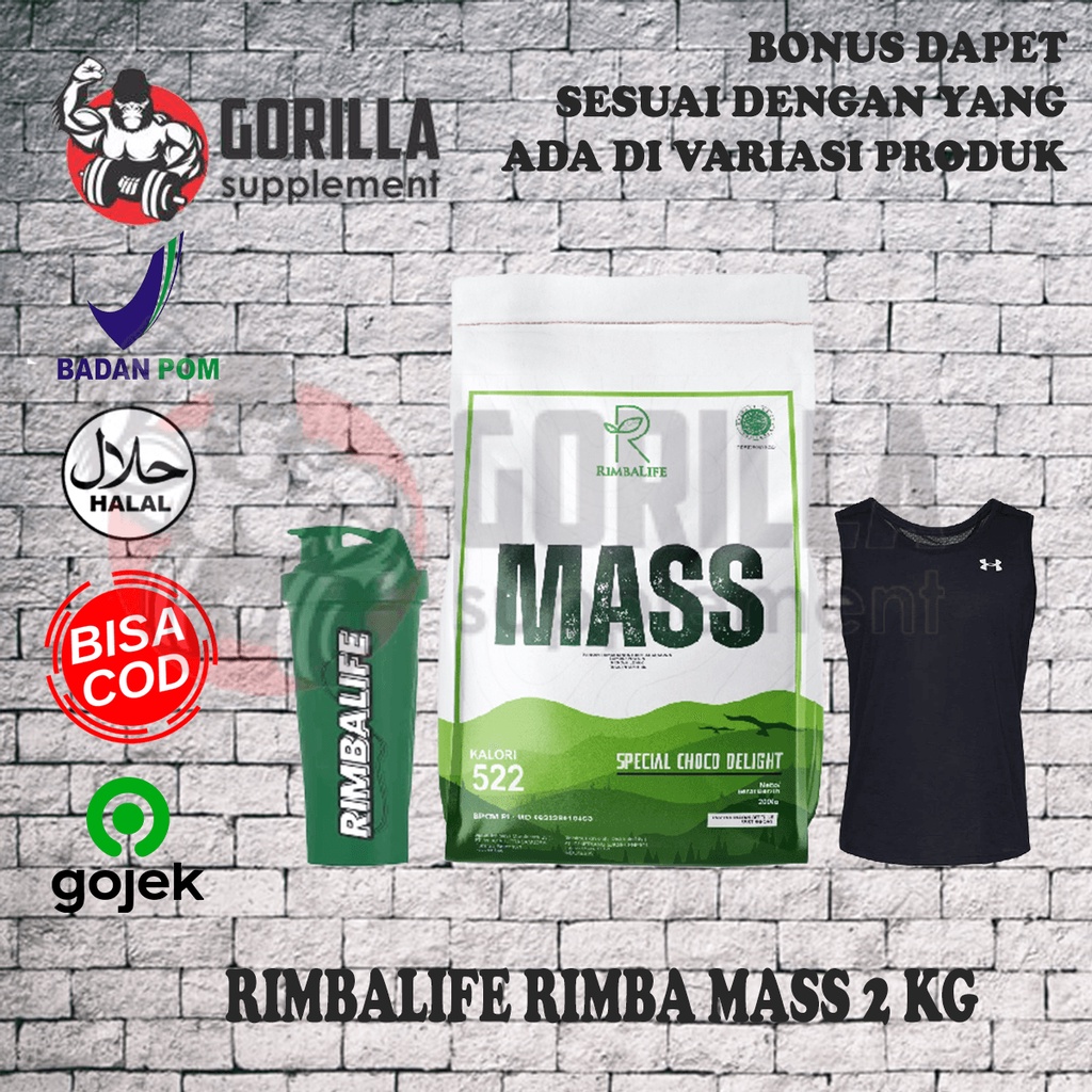 Rimba Mass 2kg 2 kg 4.4lbs Rimbalife Rimba Mass Lean Gainer Lean Bulking Susu Penambah Berat Badan BPOM HALAL MUI