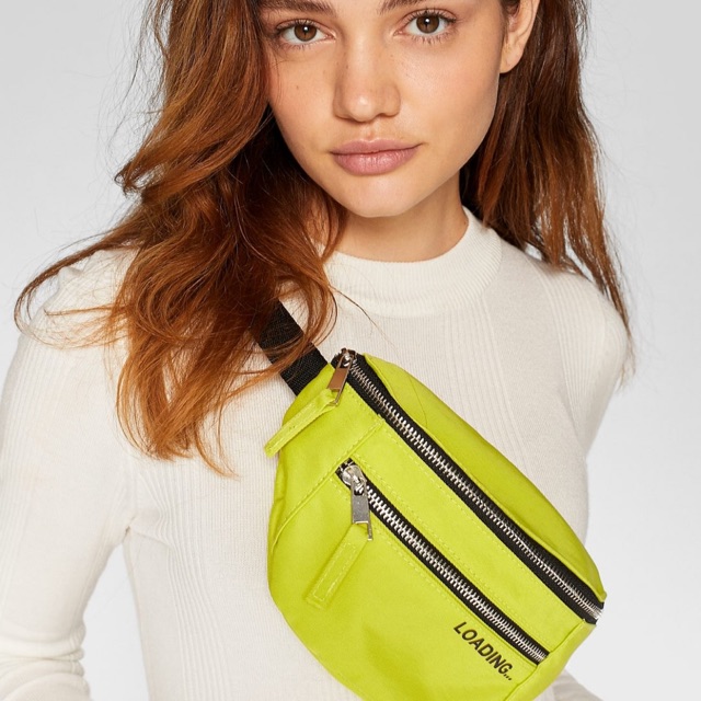 stradivarius nylon belt bag with slogan