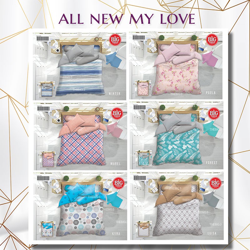 Bedcover SAJA ALL NEW MY LOVE 220x220 180x200 160x200 Motif Bohemian zello nordic bulma botanic nigella bellamy pink polka kazumi magani krissy paola sayuri liona giona - King 180 Queen 160 BC saja