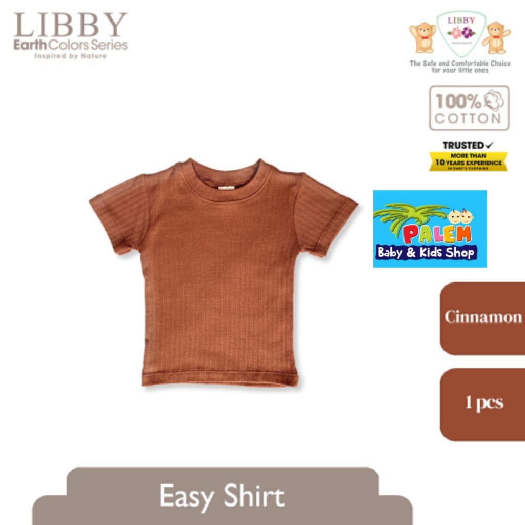 Libby 1 Pcs Easy Shirt Earth Color / Baju Bayi Anak 100% Cotton 9-12 Bulan 1-2,3-4,5-6 Tahun (1Pack)-CINNAMON