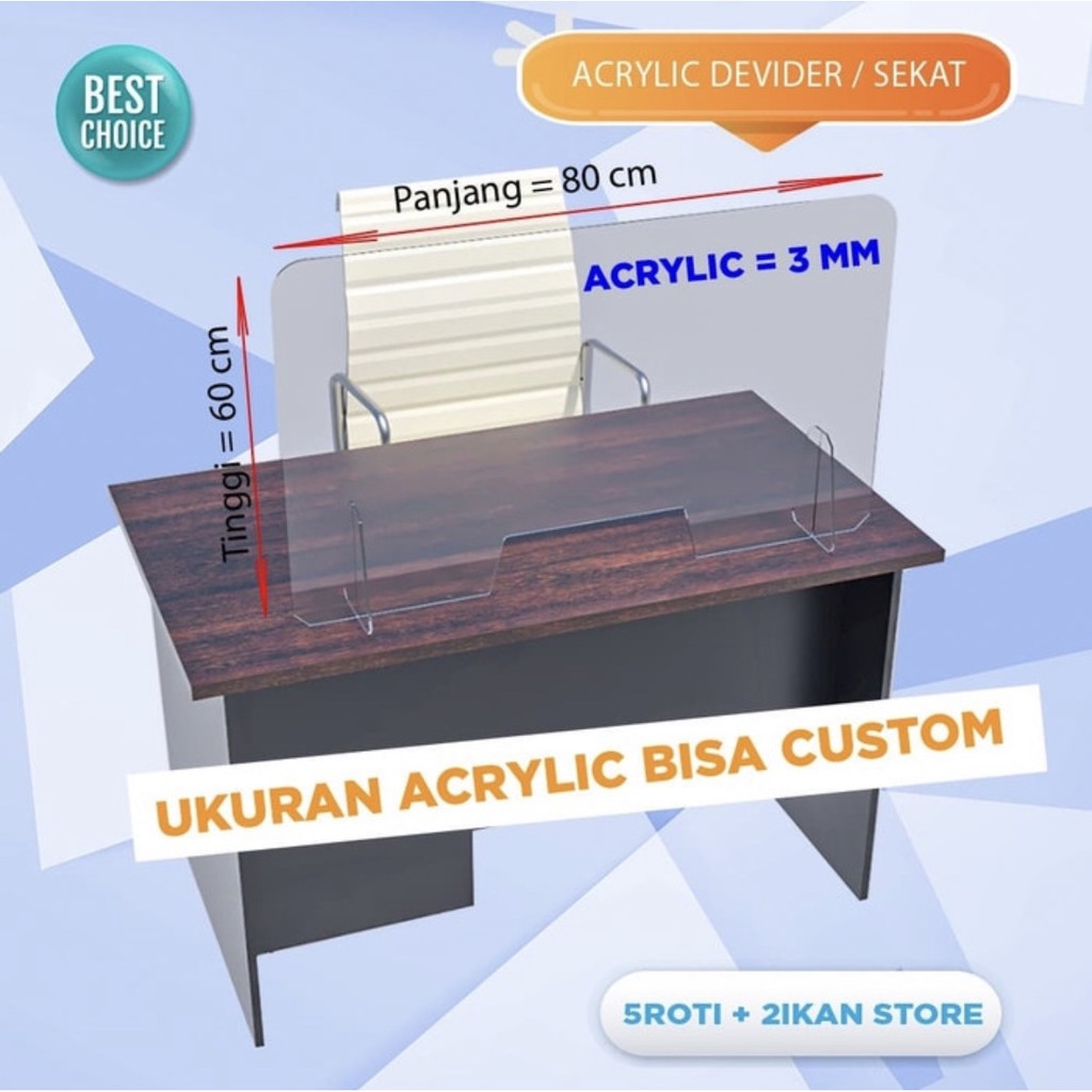 PARTISI SEKAT PEMBATAS MEJA KASIR DIVIDER AKRILIK 3MM PARTISI SEKAT PEMBATAS MEJA KASIR DIVIDER AKRILIK 3MM