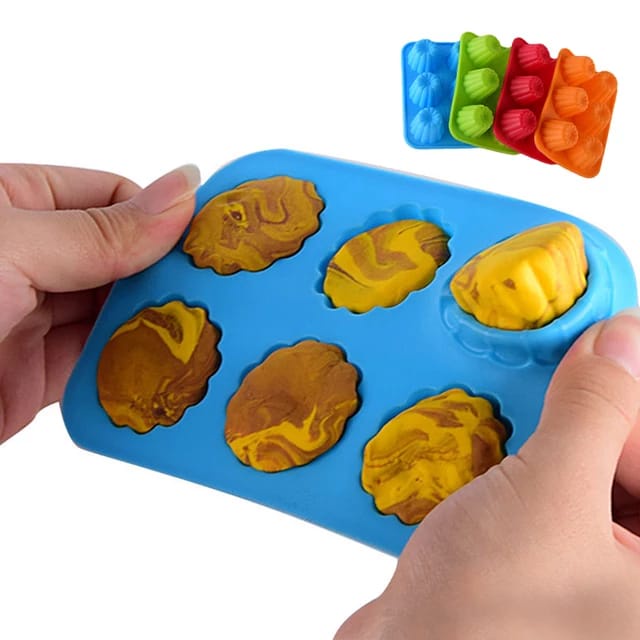 Cetakan Silicone Muffin 6 in 1 dengan Warna Cetakan Muffin Silicone Coklat Jelly Pudding Agar Agar Serbaguna