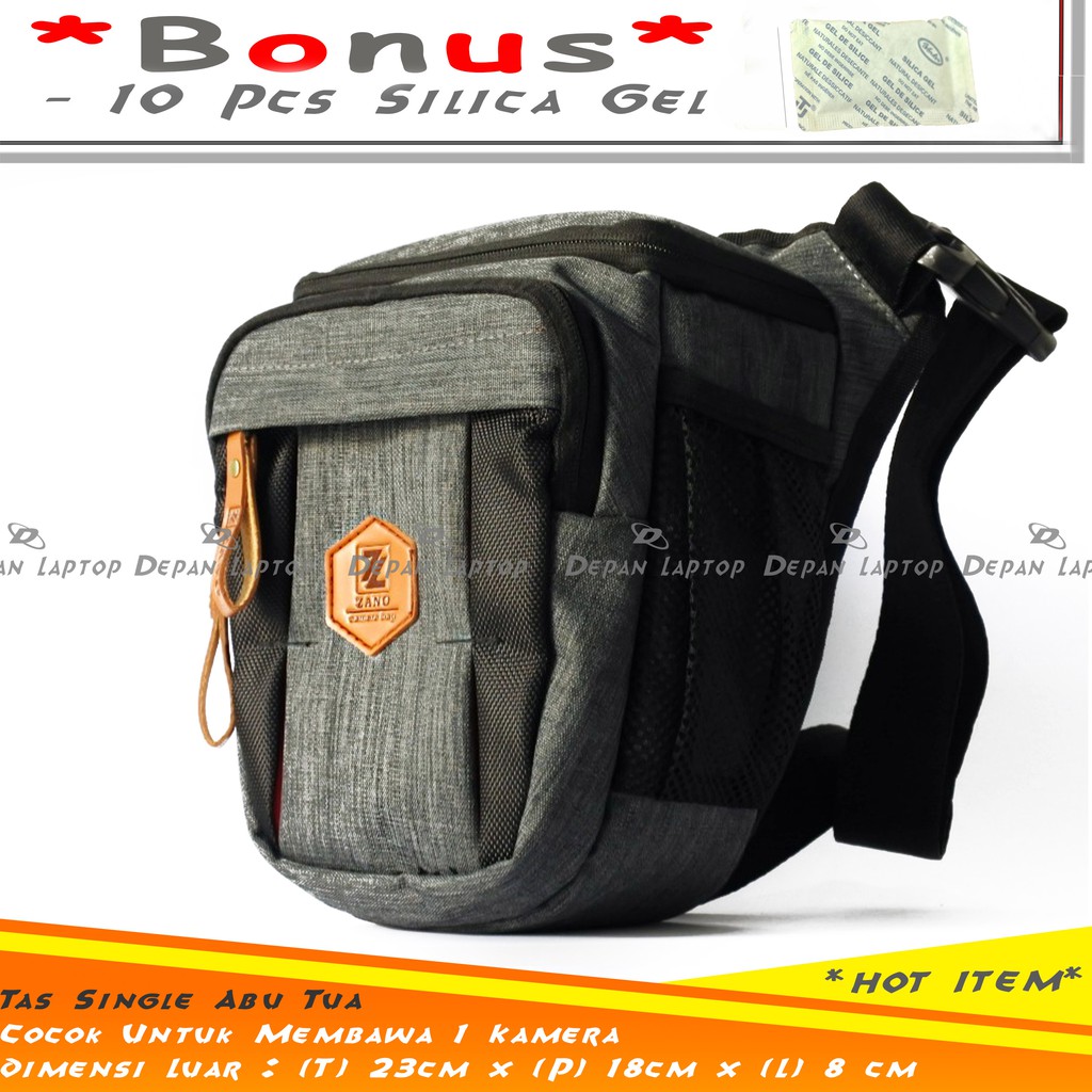 Tas Kamera Selempang Zano Single Warna Abu Tua Praktis Cocok Untuk Mirrorless DSLR
