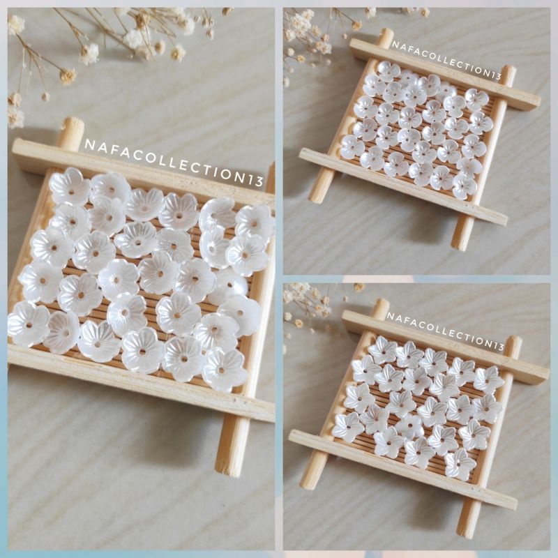 (1 Pon) Mote Pearl Cangkang/Pearl Kelopak/Kelopak Mini Ivory