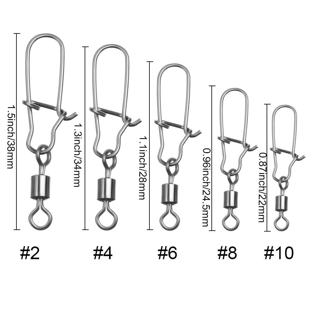 CHOOKYY 25pcs Aksesoris Memancing Bearing Rolling Swivel Memancing Gesper Pin Kail Pancing Putar Tackle Stainless Steel Snap