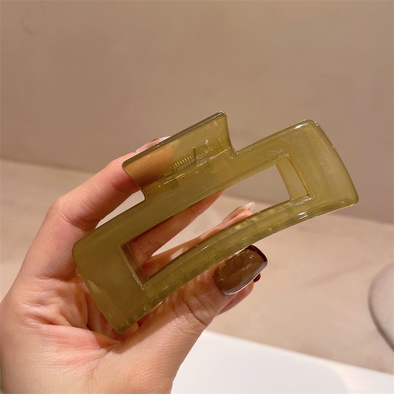 Jepit Rambut Bentuk Geometri Persegi Bahan Resin Warna Jelly Untuk Wanita