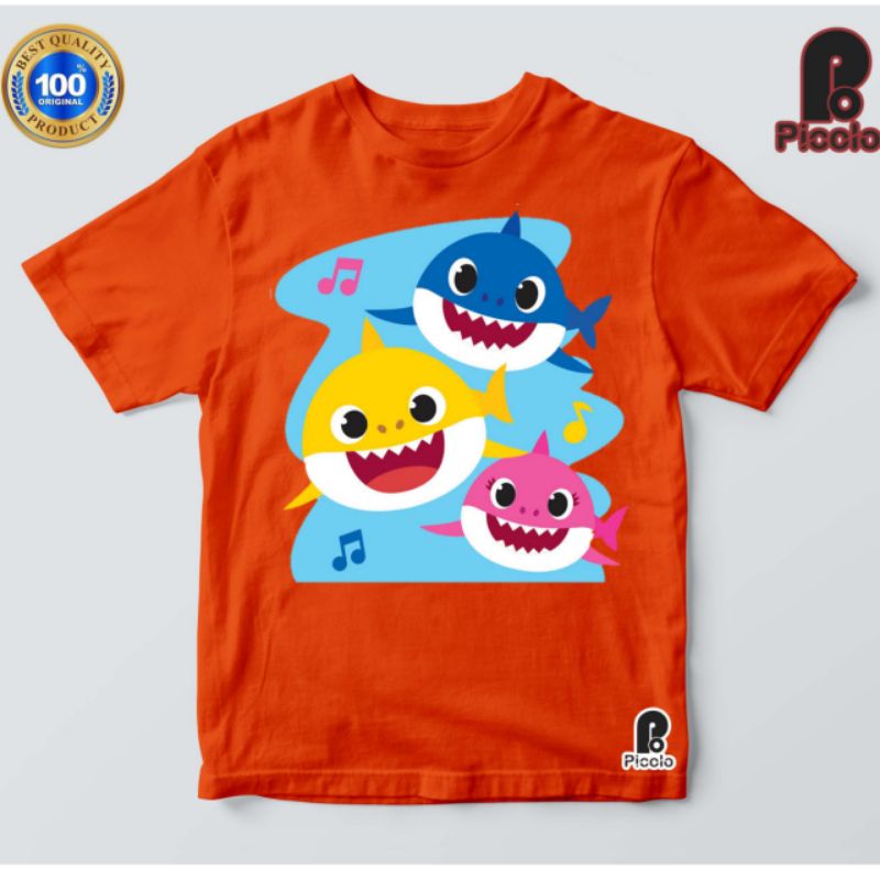 Kaos T-shirt Lengan Pendek Motif Print Kartun Baby Shark Untuk Anak Laki-laki / Perempuan