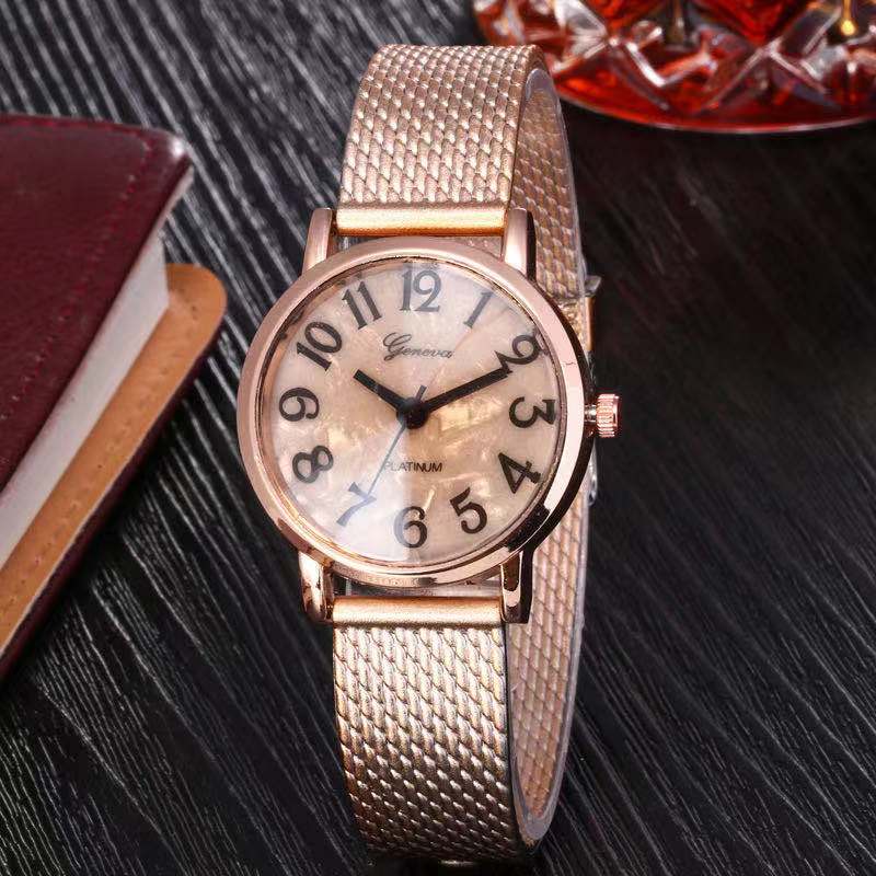 Rowling (Jam-45) Jam Tangan Couple Geneva Strap Karet Motif Pasir Wanita Pria Pasangan Murah Import