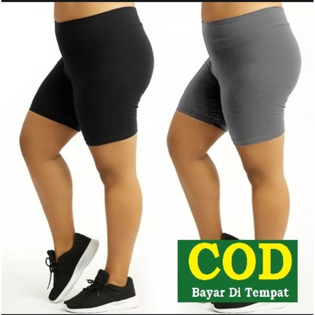 Shortpants celana pendek wanita standar &amp; jumbo spandek Jersey / Daleman ketat