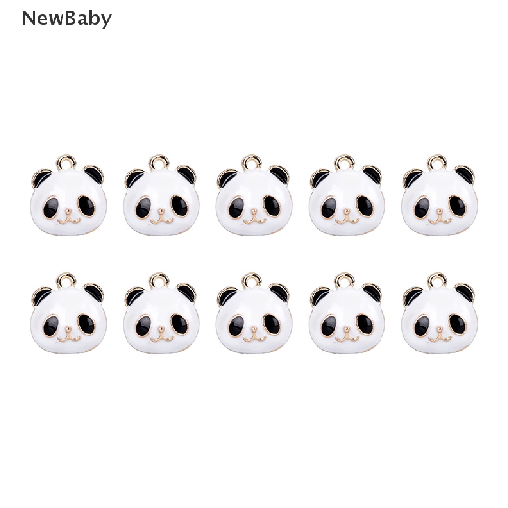 10pcs / Set Liontin Enamel Bentuk Panda Bahan Alloy Untuk DIY Perhiasan / Hadiah Charms