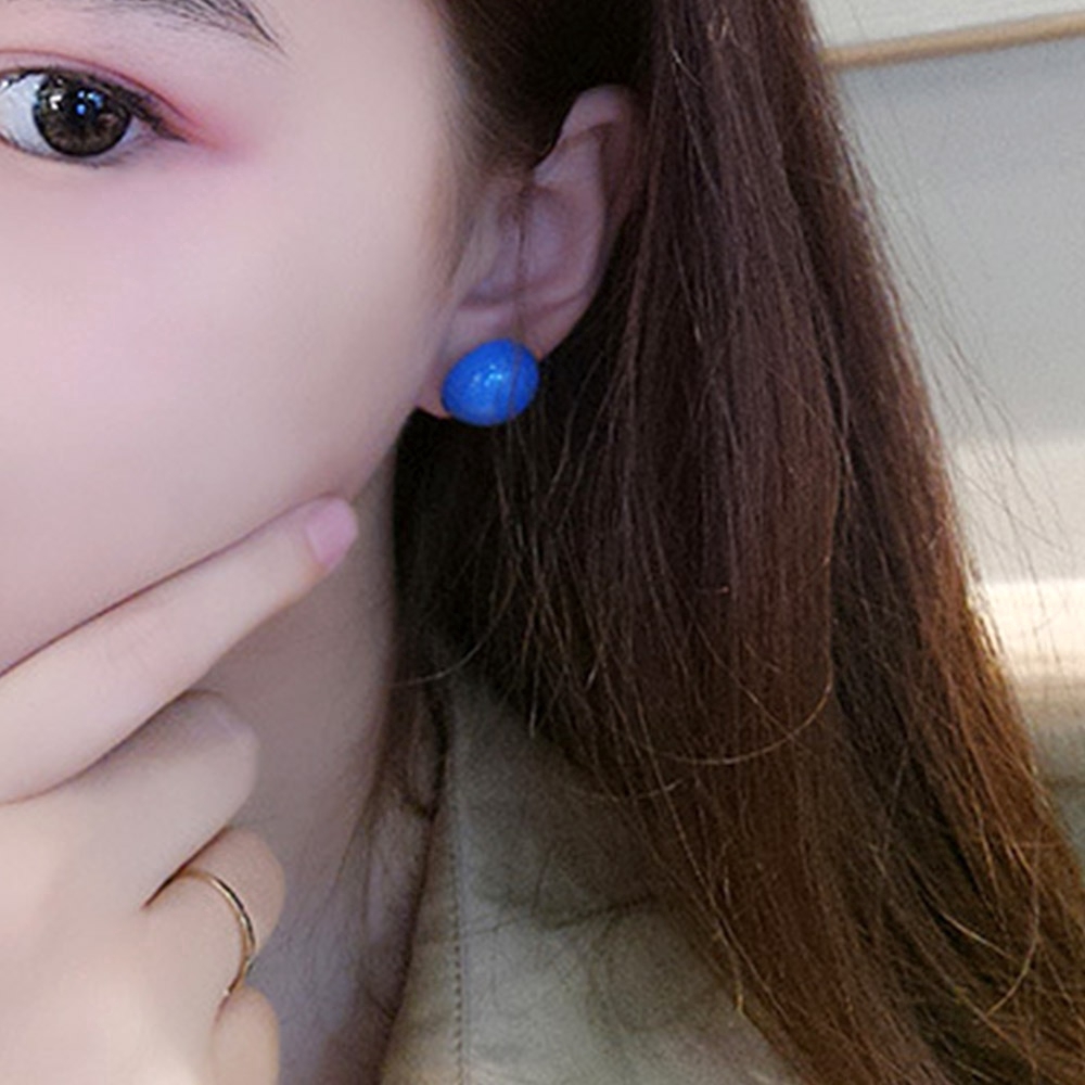 Anting Klip Tanpa Tindik Bentuk Bulat Bahan Resin Untuk Wanita